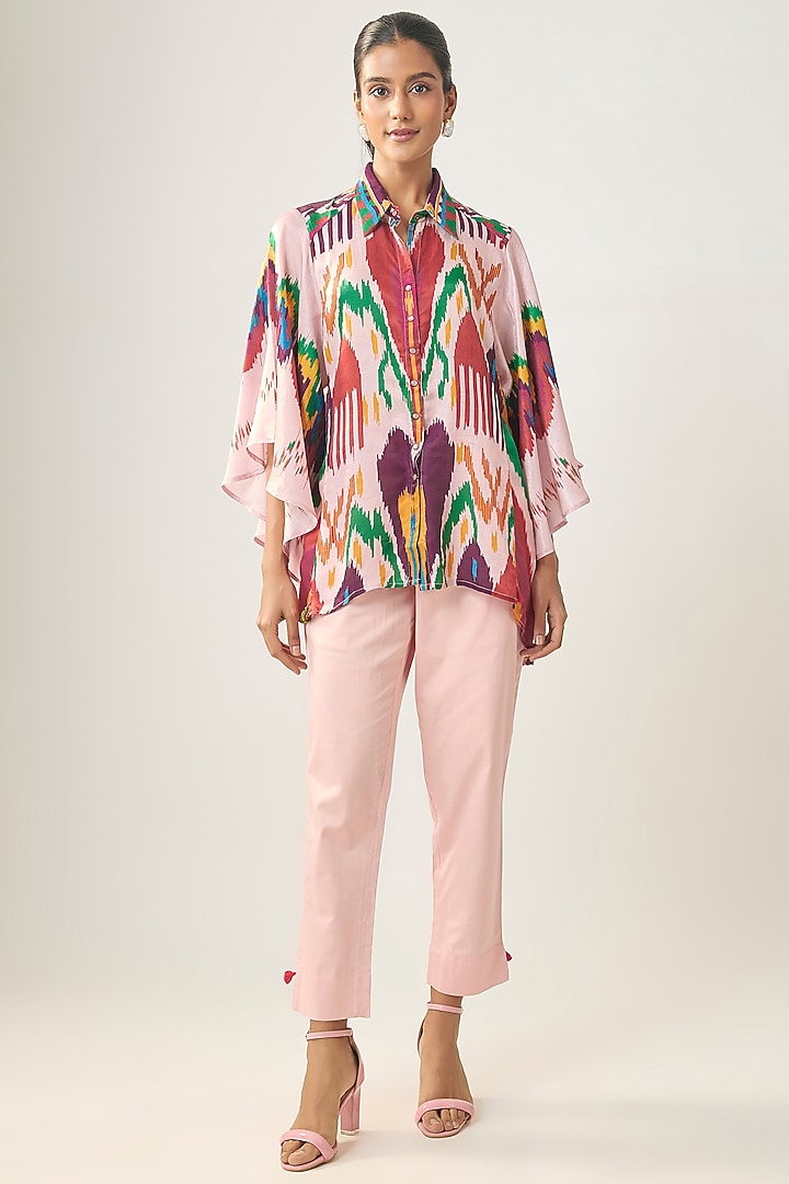 Multi-Colored Gajji Silk Ikat Shirt by SHRADDHA RAMBHIA at Pernia's Pop Up Shop