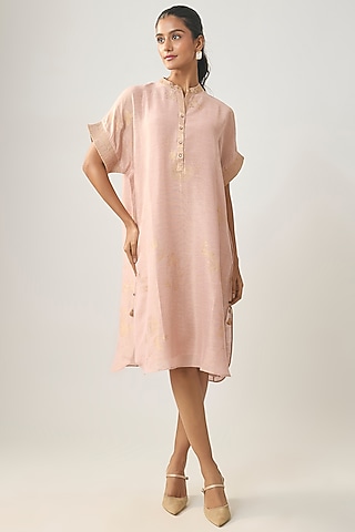 Pink Linen Dress by SHRADDHA RAMBHIA