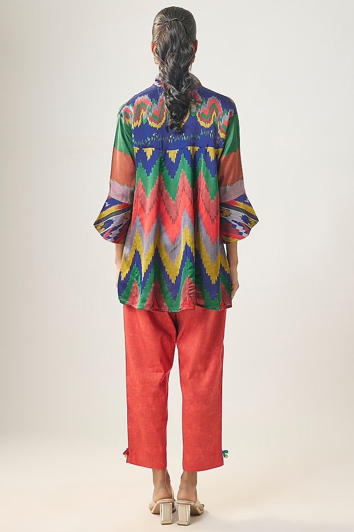 Multi-Colored Gajji Silk Ikat Shirt by SHRADDHA RAMBHIA at Pernia's Pop Up Shop