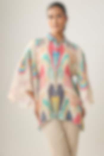 Multi-Colored Gajji Silk Ikat Shirt by SHRADDHA RAMBHIA at Pernia's Pop Up Shop