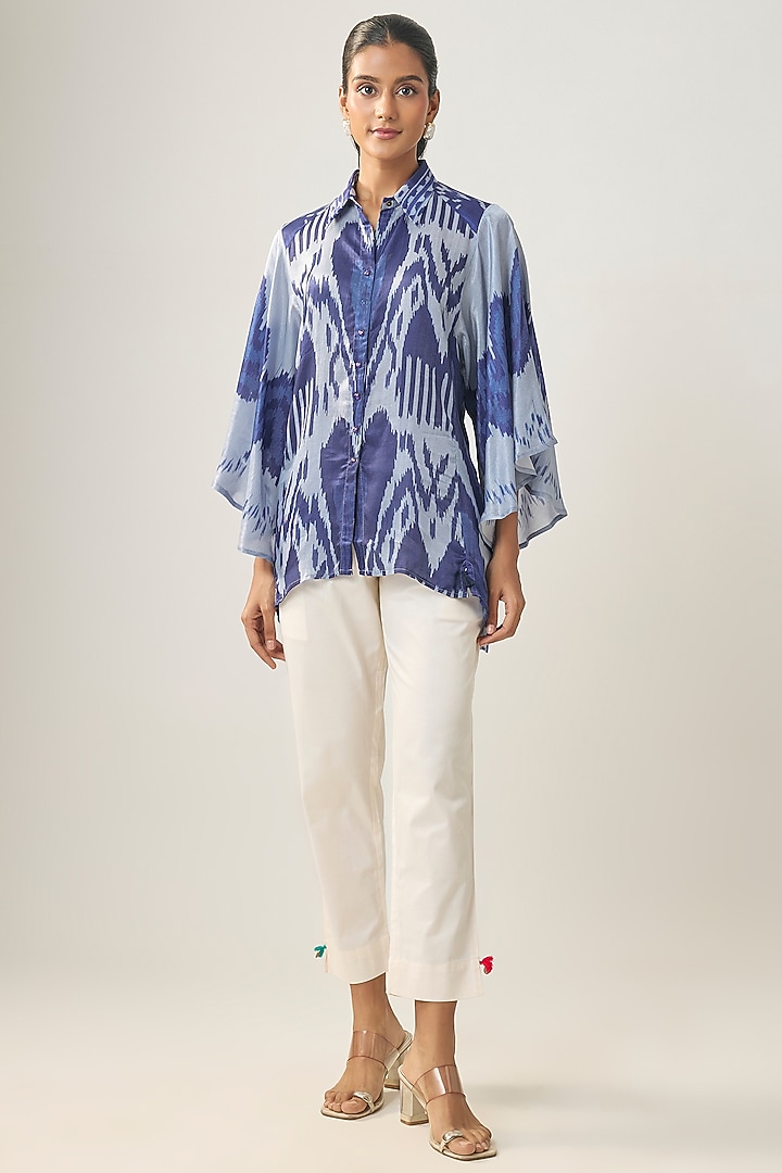 Multi-Colored Gajji Silk Ikat Shirt by SHRADDHA RAMBHIA at Pernia's Pop Up Shop