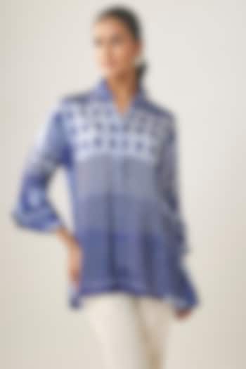Multi-Colored Gajji Silk Ikat Shirt by SHRADDHA RAMBHIA at Pernia's Pop Up Shop