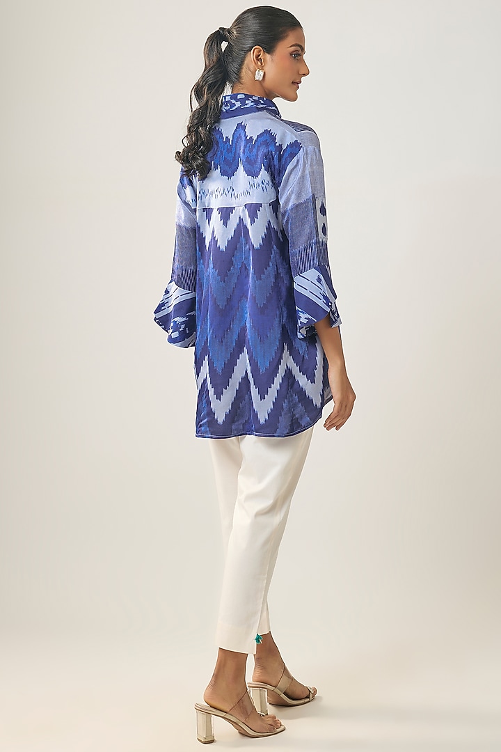 Multi-Colored Gajji Silk Ikat Shirt by SHRADDHA RAMBHIA at Pernia's Pop Up Shop
