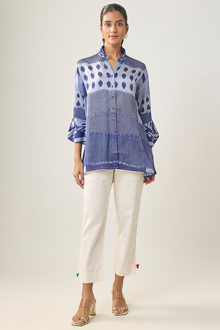 Multi-Colored Gajji Silk Ikat Shirt by SHRADDHA RAMBHIA at Pernia's Pop Up Shop