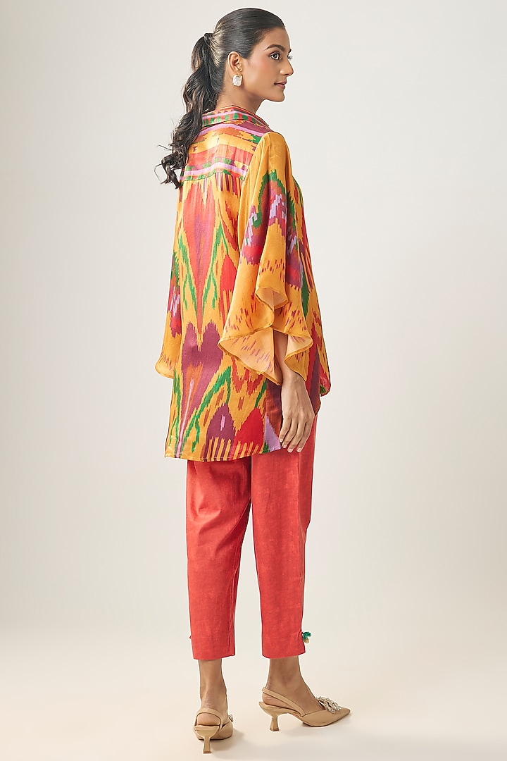 Multi-Colored Gajji Silk Ikat Shirt by SHRADDHA RAMBHIA at Pernia's Pop Up Shop