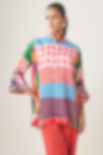 Multi-Colored Gajji Silk Ikat Shirt by SHRADDHA RAMBHIA at Pernia's Pop Up Shop