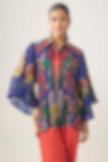 Multi-Colored Gajji Silk Ikat Shirt by SHRADDHA RAMBHIA at Pernia's Pop Up Shop