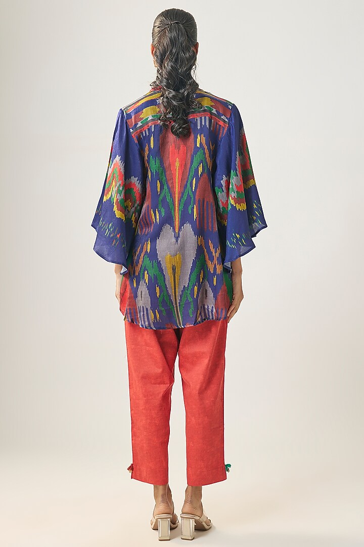 Multi-Colored Gajji Silk Ikat Shirt by SHRADDHA RAMBHIA at Pernia's Pop Up Shop