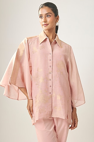Pink Linen Shirt by SHRADDHA RAMBHIA