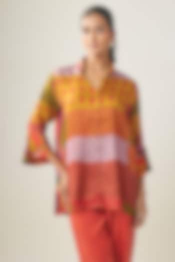 Multi-Colored Gajji Silk Ikat Shirt by SHRADDHA RAMBHIA at Pernia's Pop Up Shop