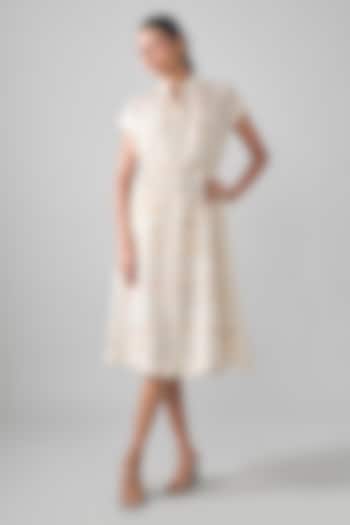 Ivory Mal Tissue Embroidered Midi Vacation Dress by SHRADDHA RAMBHIA at Pernia's Pop Up Shop