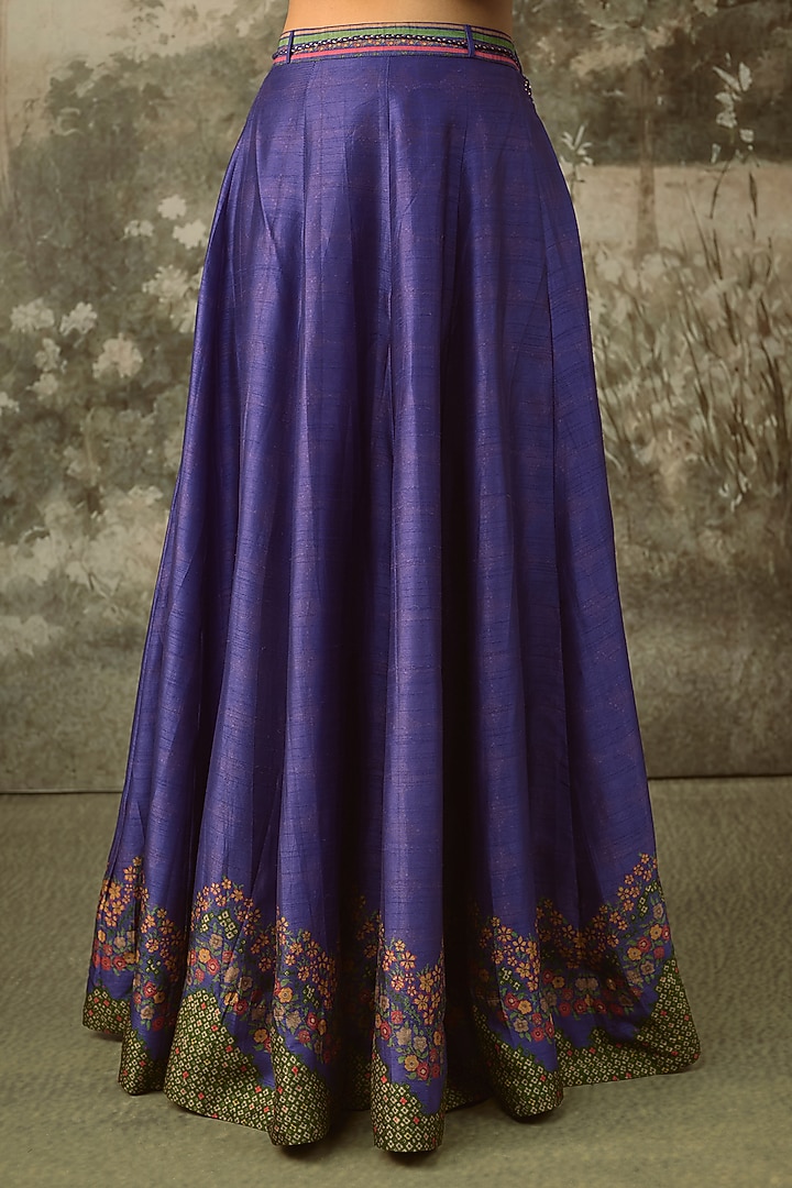Purple Vegan Slub Silk Embroidered Wedding Lehenga Set by SHRADDHA RAMBHIA at Pernia's Pop Up Shop