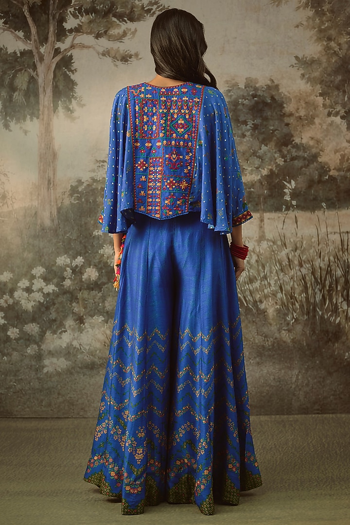 Vibrant Blue Vegan Slub Silk Palazzo Set by SHRADDHA RAMBHIA at Pernia's Pop Up Shop