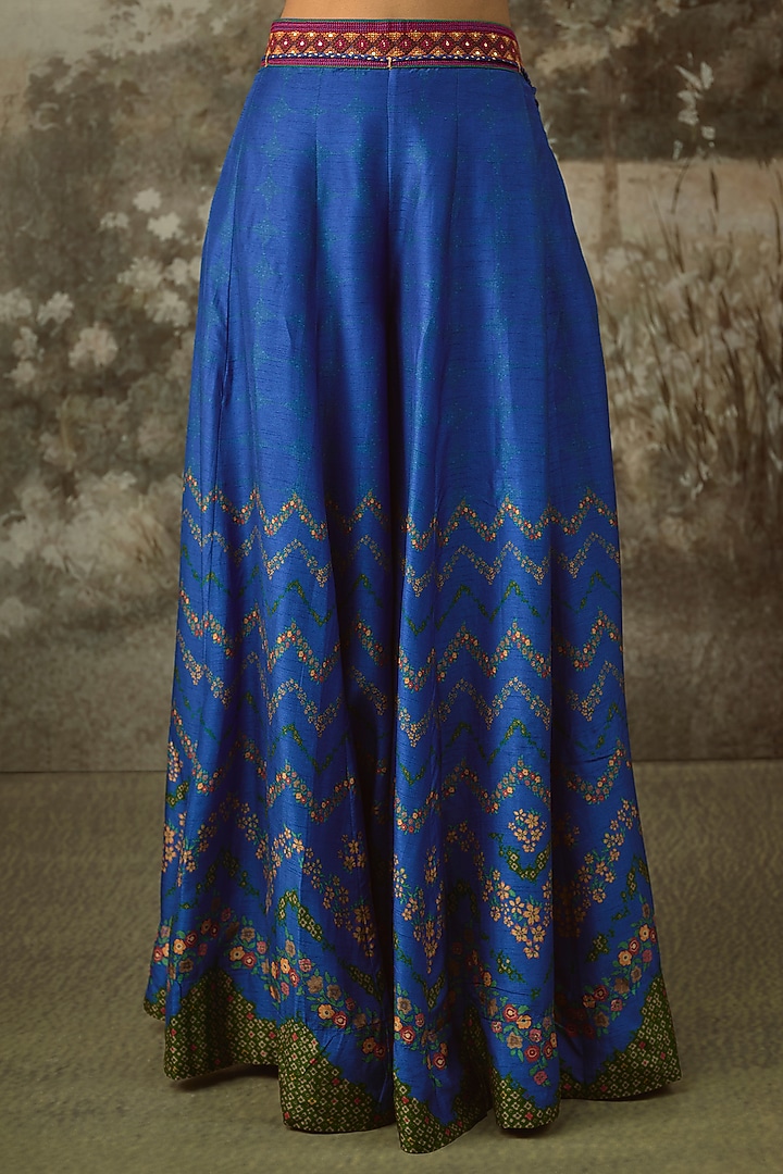 Vibrant Blue Vegan Slub Silk Palazzo Set by SHRADDHA RAMBHIA at Pernia's Pop Up Shop