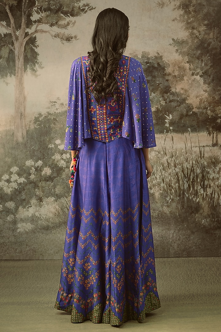 Purple Vegan Slub Silk Palazzo Set by SHRADDHA RAMBHIA at Pernia's Pop Up Shop
