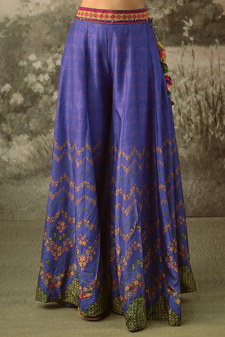 Purple Vegan Slub Silk Palazzo Set by SHRADDHA RAMBHIA at Pernia's Pop Up Shop