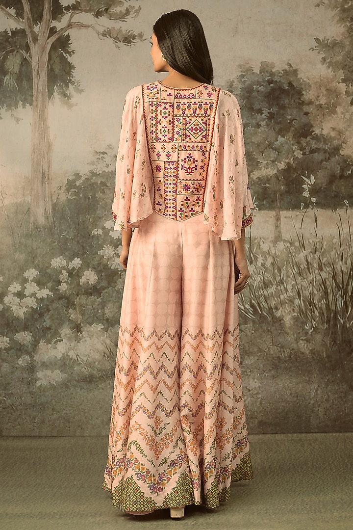 Blush Pink Vegan Slub Silk Palazzo Set by SHRADDHA RAMBHIA at Pernia's Pop Up Shop