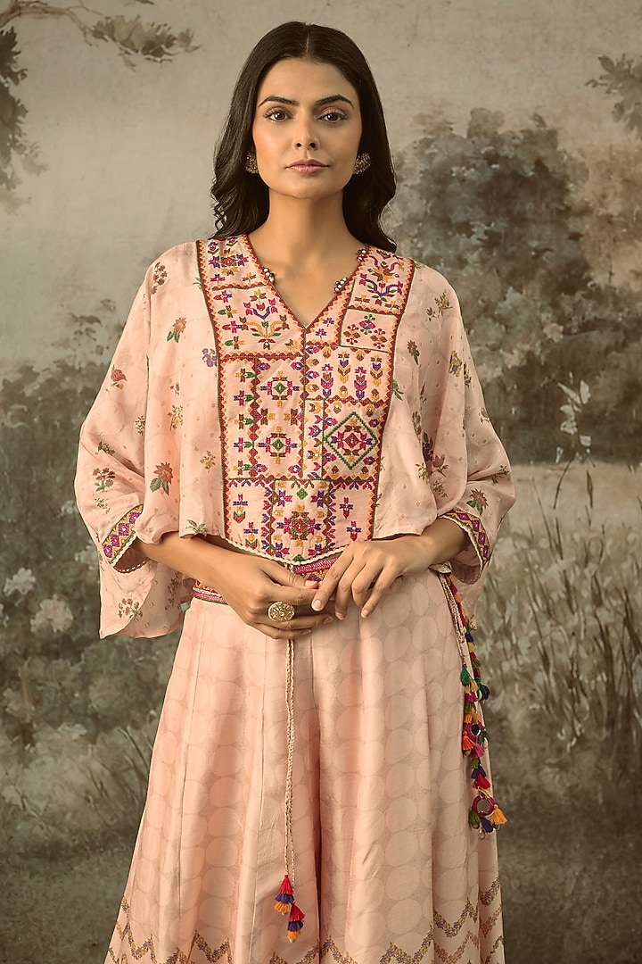 Blush Pink Vegan Slub Silk Palazzo Set by SHRADDHA RAMBHIA at Pernia's Pop Up Shop