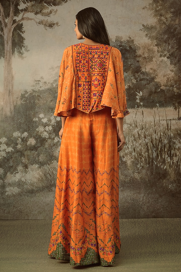 Orange Vegan Slub Silk Palazzo Set by SHRADDHA RAMBHIA at Pernia's Pop Up Shop