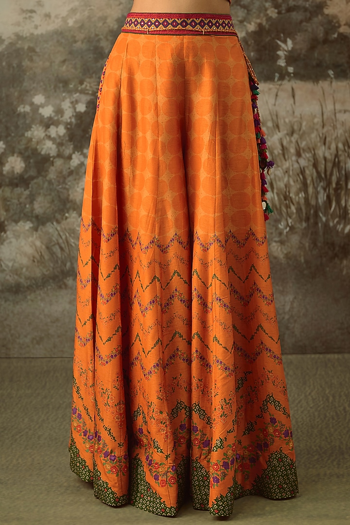 Orange Vegan Slub Silk Palazzo Set by SHRADDHA RAMBHIA at Pernia's Pop Up Shop