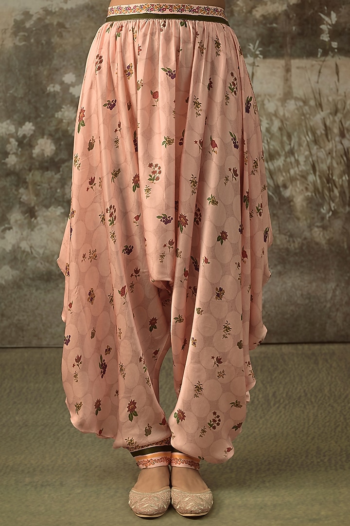 Pink Vegan Linen Silk Cross-Stitch Embroidered Tie-Up kurta Set by SHRADDHA RAMBHIA at Pernia's Pop Up Shop