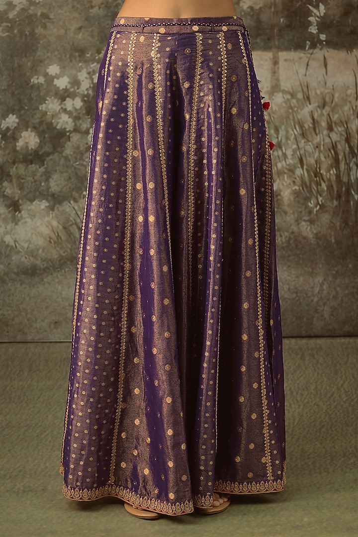 Purple Fine Chanderi Tissue Embroidered Short Kurta Set by SHRADDHA RAMBHIA at Pernia's Pop Up Shop