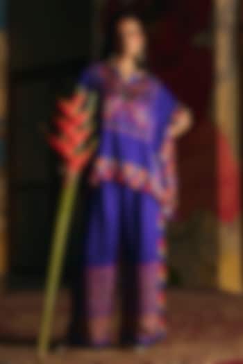 Purple Vegan Satin Raw Silk Patola Printed Co-Ord Set by SHRADDHA RAMBHIA at Pernia's Pop Up Shop