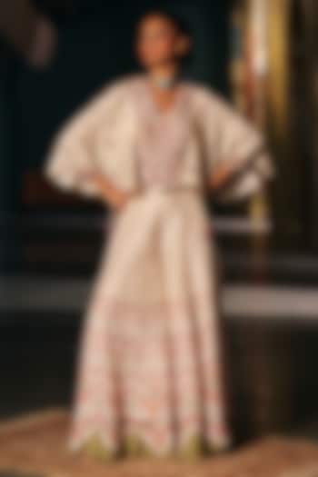 Ivory Vegan Slub Flared Palazzo Set by SHRADDHA RAMBHIA at Pernia's Pop Up Shop
