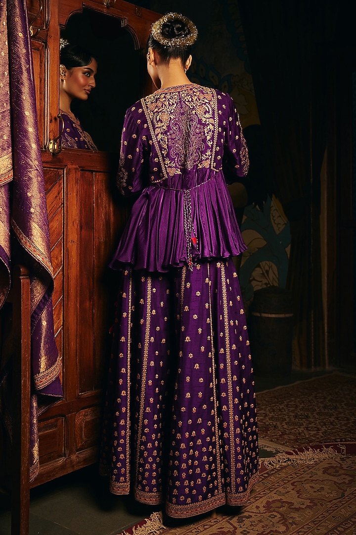 Purple Vegan Slub Palazzo Set by SHRADDHA RAMBHIA at Pernia's Pop Up Shop