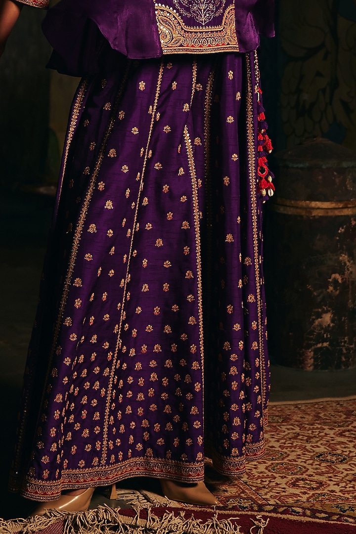 Purple Vegan Slub Palazzo Set by SHRADDHA RAMBHIA at Pernia's Pop Up Shop