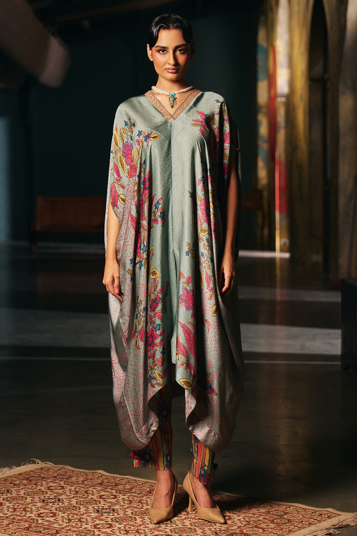 SHRADDHA RAMBHIA Duck-Egg Blue Modal Satin Co-Ord Set