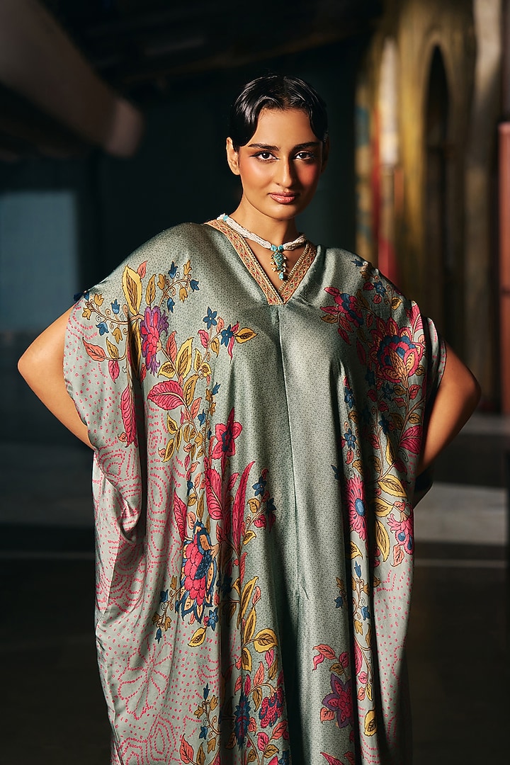 Duck-Egg Blue Modal Satin Co-Ord Set by SHRADDHA RAMBHIA at Pernia's Pop Up Shop
