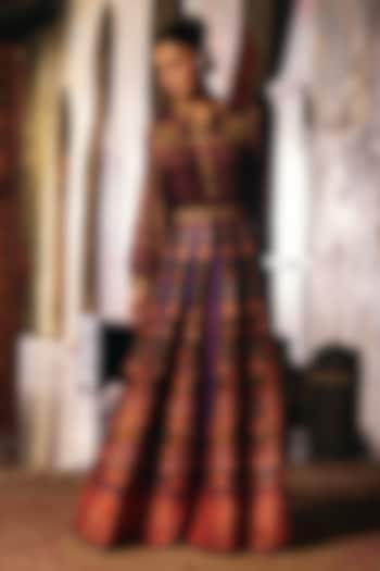 Brown Vegan Slub Skirt Set by SHRADDHA RAMBHIA at Pernia's Pop Up Shop