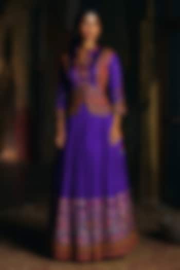 Royal Purple Vegan Slub Skirt Set by SHRADDHA RAMBHIA at Pernia's Pop Up Shop