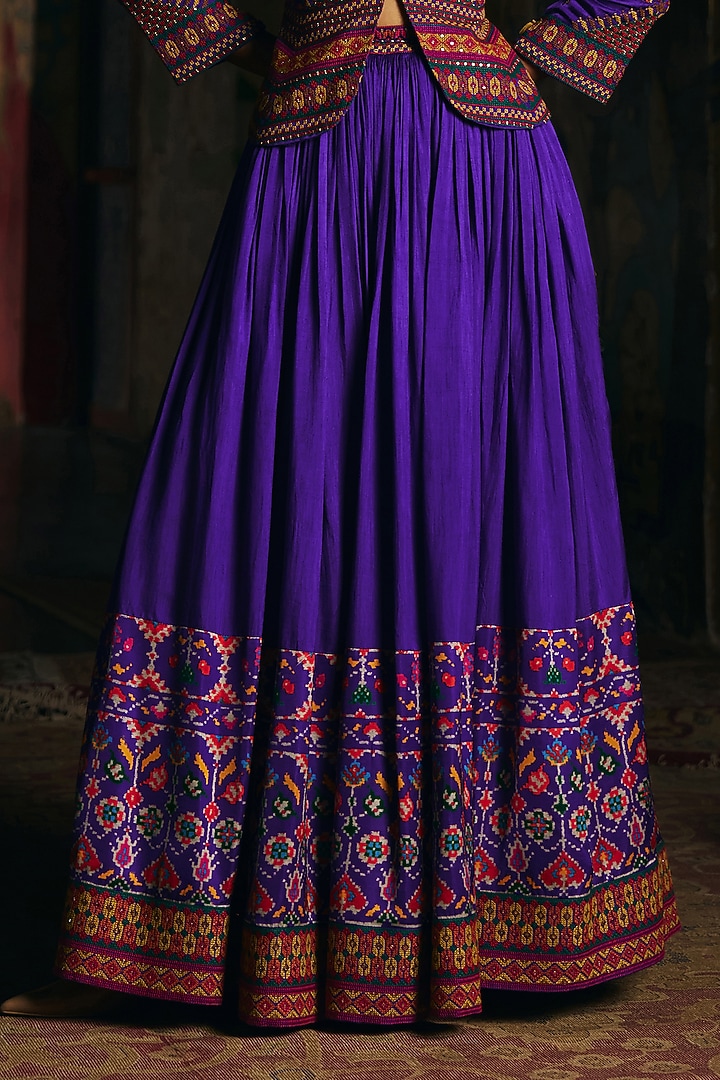Royal Purple Vegan Slub Skirt Set by SHRADDHA RAMBHIA at Pernia's Pop Up Shop