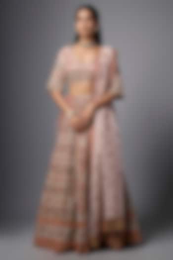 Blush Pink Slub Silk Hand Embroidered Bridal Lehenga Set by SHRADDHA RAMBHIA at Pernia's Pop Up Shop