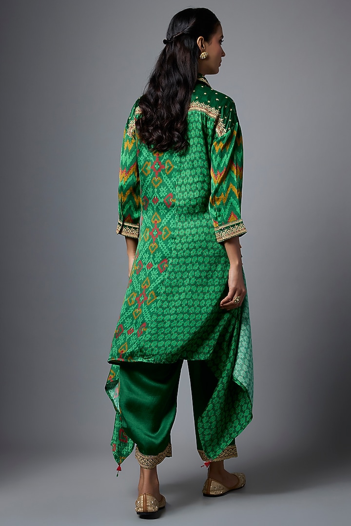 Bottle Green Gajji Patola Printed Co-Ord Set by SHRADDHA RAMBHIA at Pernia's Pop Up Shop