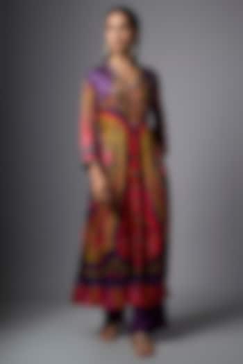 Purple Gajji Silk Paisley Printed Kurta Set by SHRADDHA RAMBHIA at Pernia's Pop Up Shop