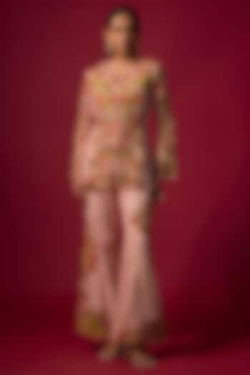 Pink Pintuck Slub Embroidered Co-Ord Set by SHRADDHA RAMBHIA at Pernia's Pop Up Shop