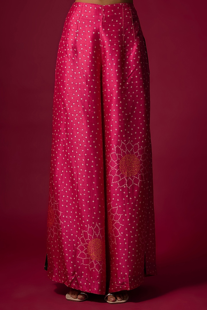 Pink Slub Silk Palazzo Pant Set by SHRADDHA RAMBHIA at Pernia's Pop Up Shop