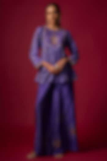 Purple Slub Silk Bandhani Printed Co-Ord Set by SHRADDHA RAMBHIA at Pernia's Pop Up Shop
