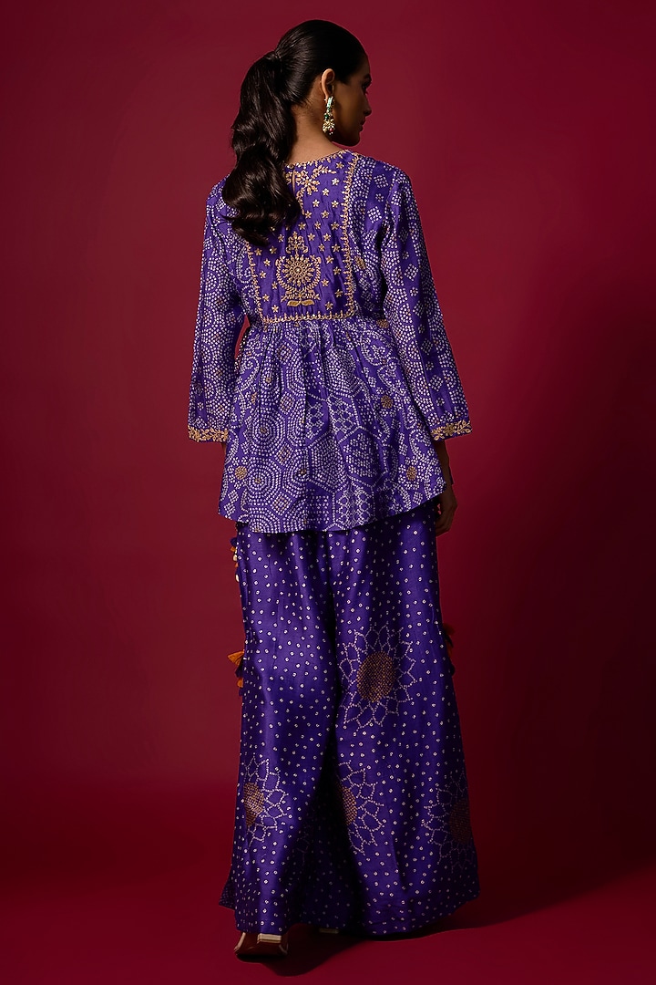 Purple Slub Silk Bandhani Printed Co-Ord Set by SHRADDHA RAMBHIA at Pernia's Pop Up Shop