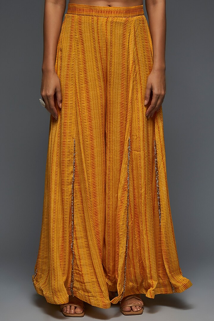 Orange Crepe Embroidered Cape Set by Shreya J at Pernia's Pop Up Shop