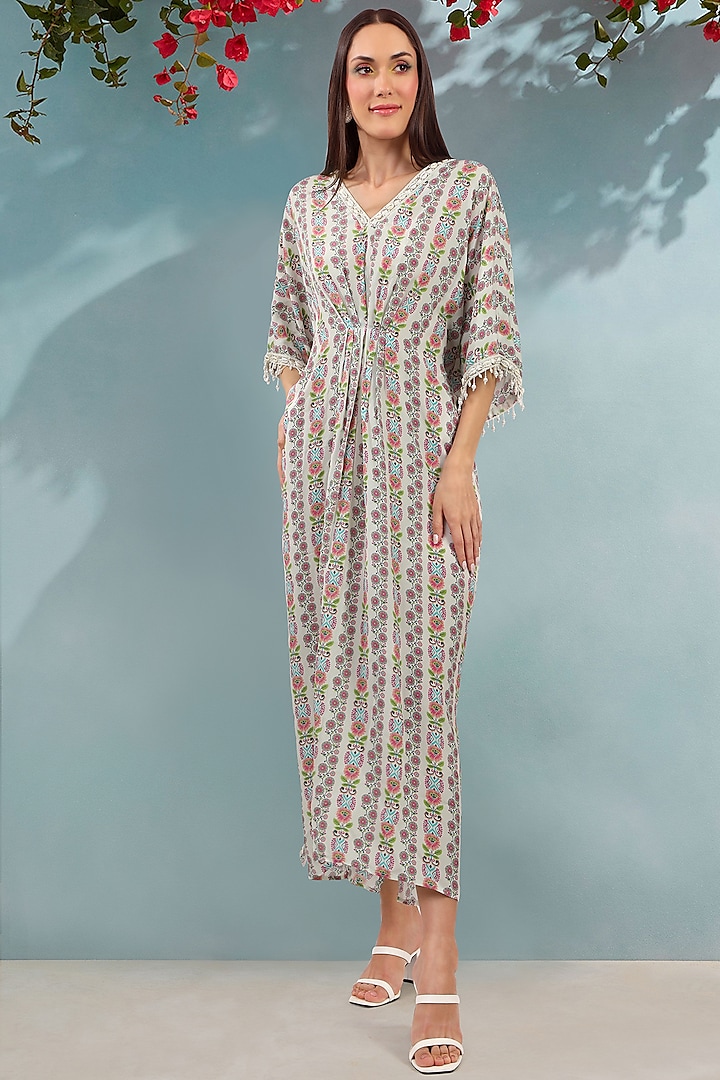 Multi-Coloured Embellished Kaftan Dress by Shreya J