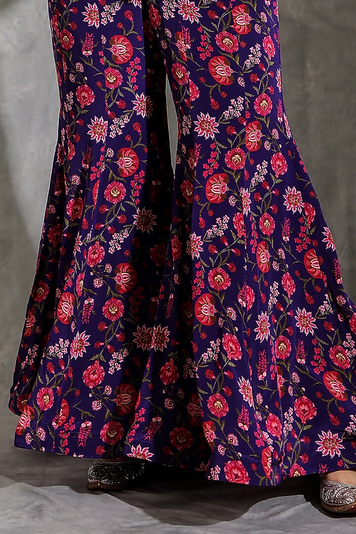 Purple Natural Crepe Printed Jacket Set by Shreya J at Pernia's Pop Up Shop