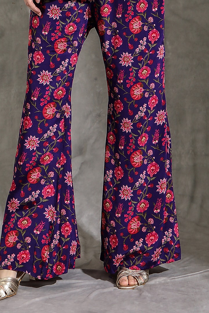 Purple Natural Crepe Printed & Embellished Co-Ord Set by Shreya J at Pernia's Pop Up Shop