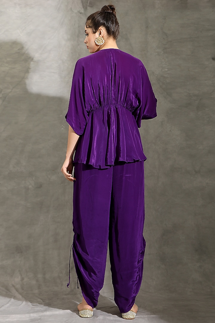Purple Natural Crepe Embellished Co-Ord Set by Shreya J at Pernia's Pop Up Shop
