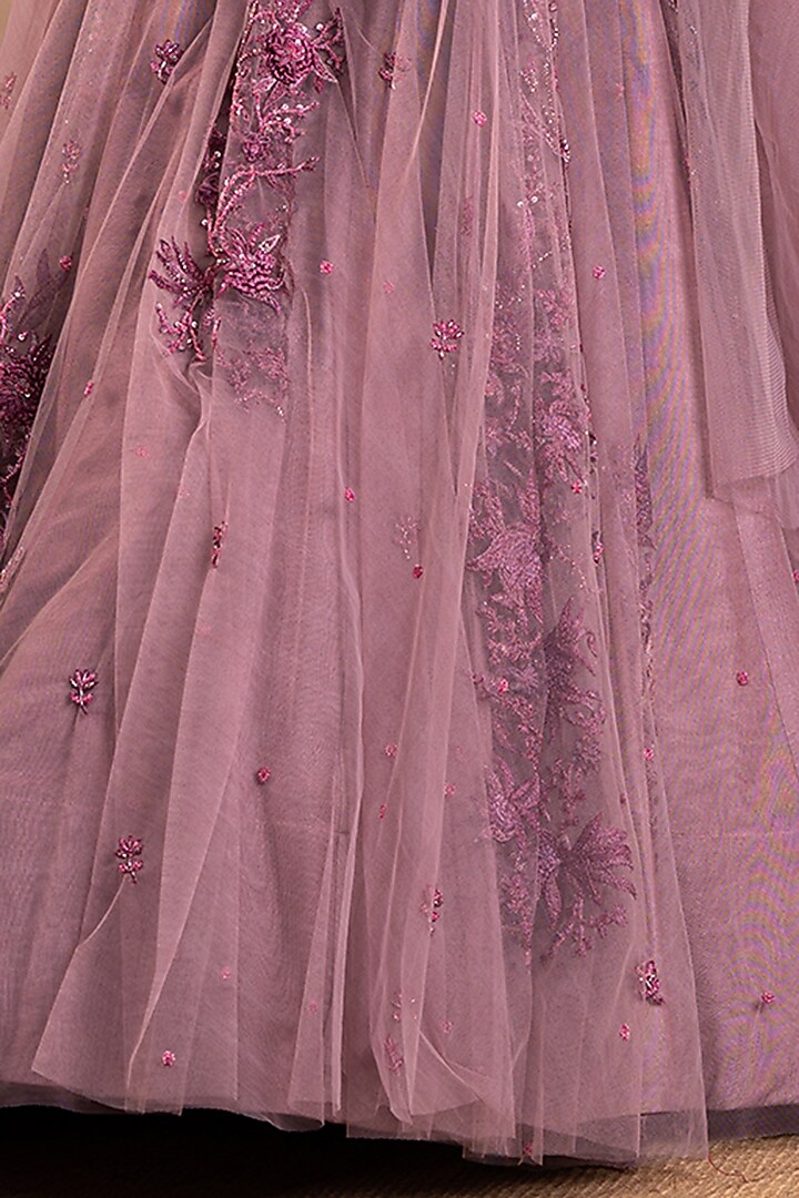 Lilac 3D Embroidered Bridal Lehenga Set by Shikha & Srishti at Pernia's Pop Up Shop