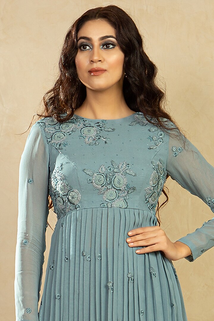Light Blue Georgette Pant Set by Shikha & Srishti at Pernia's Pop Up Shop