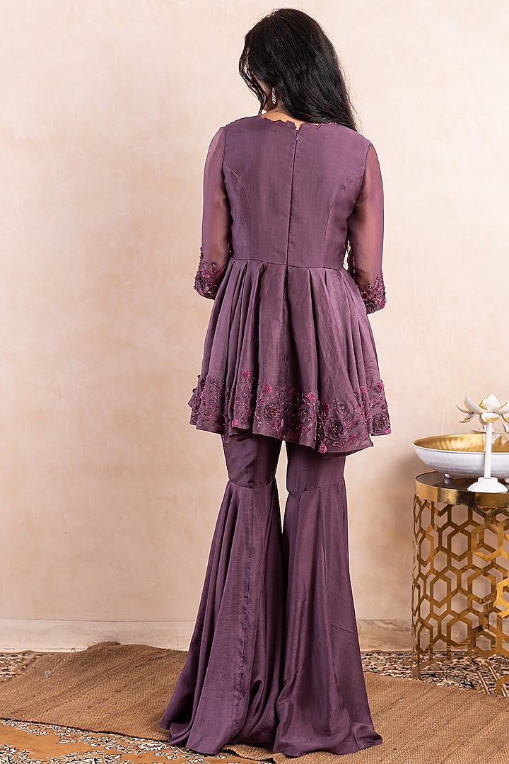 Purple Silk Gharara Set by Shikha & Srishti at Pernia's Pop Up Shop